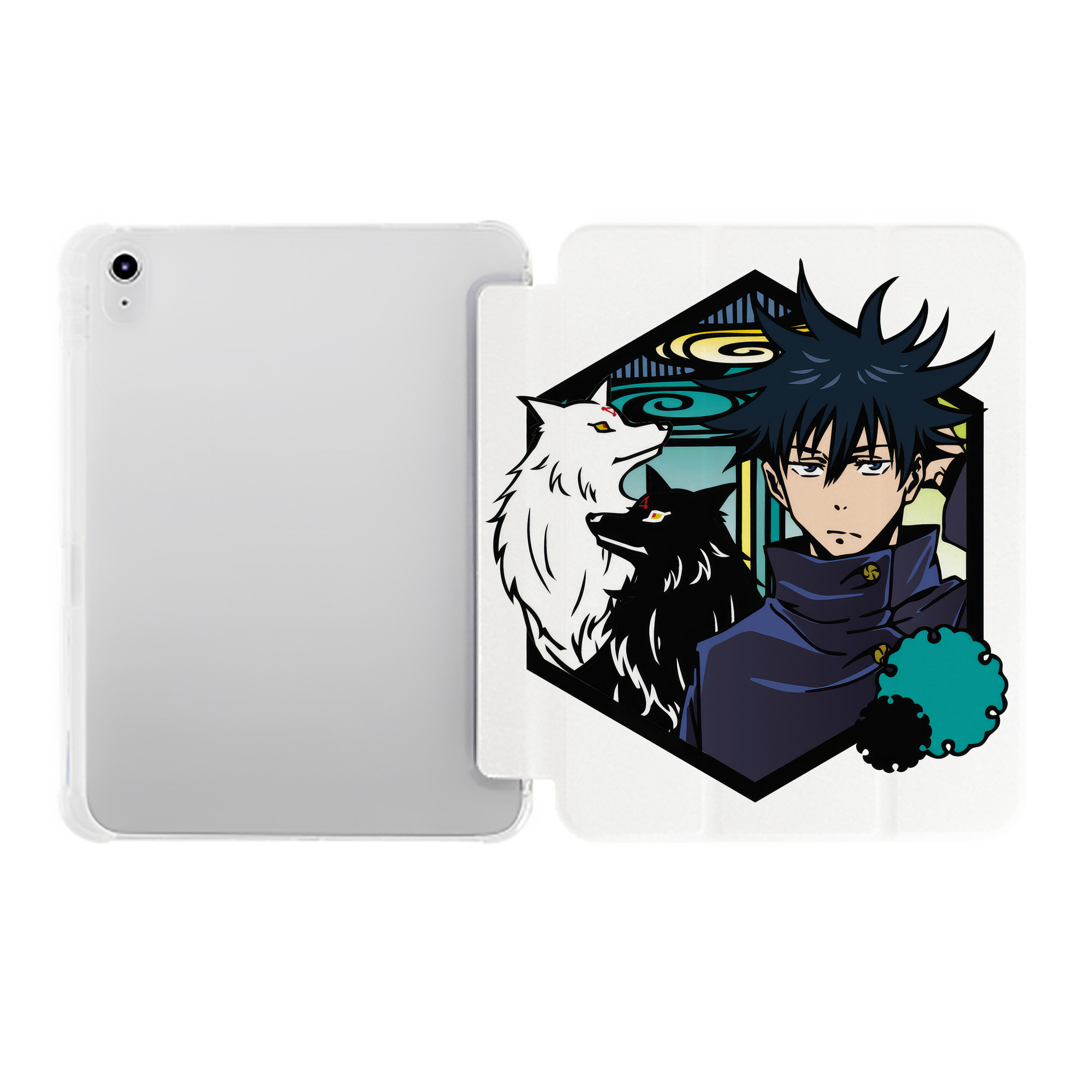 （画像用） 呪術廻戦 Jujutsu Kaisen IPad ケース ペン収納付き 三つ折りスタンド PUレザー×シリコン 対応機種9.5/10.5/10.9インチ